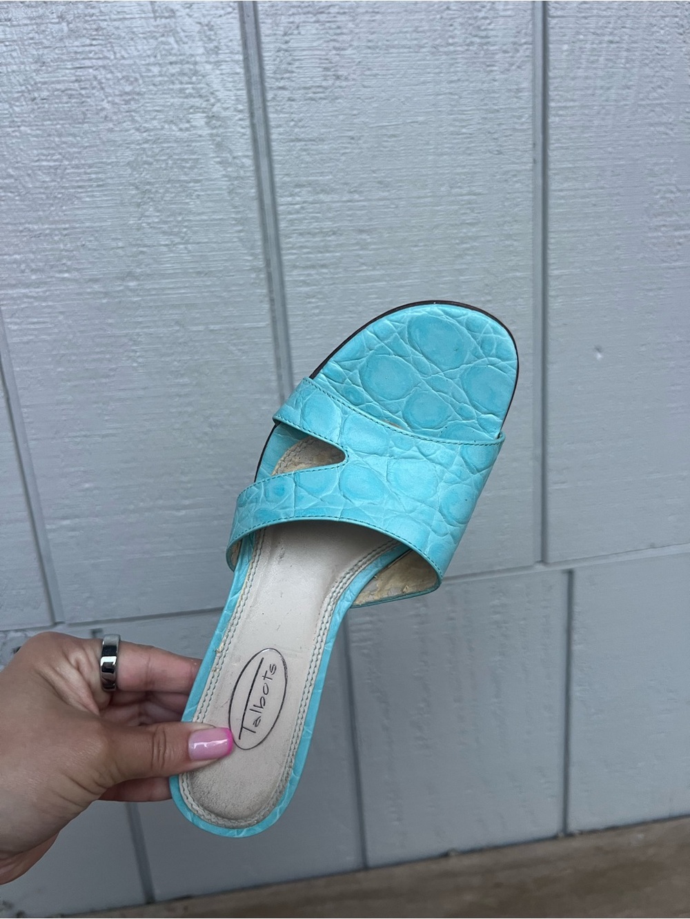 Talbots Turquoise Open-Toe Slide Mules - Picture 6 of 7